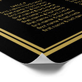 黒エレガント金ゴールドモノグラム結婚フレームの座席 ポスター (角)