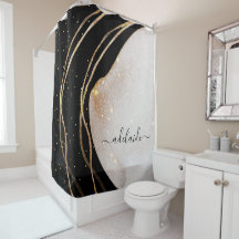 黒エレガント金ゴールドモノグラム署名スクリプト名