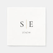 黒エレガント金ゴールドモノグラ結婚ムのナプキン スタンダードカクテルナプキン (正面)