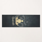 黒エレガント金ゴールドヨガ瞑想ポーズオムシンボル ヨガマット (正面(横))