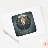 黒エレガント金ゴールドライオン星占いサンサインレオ スクエアシール (封筒)