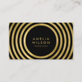 黒エレガント金ゴールドラウンドラインウェディングイベント 名刺 (正面)