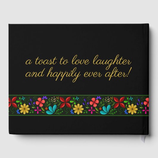 黒エレガント金ゴールドラテンアメリカフォークフローラ ゲストブック (裏面)