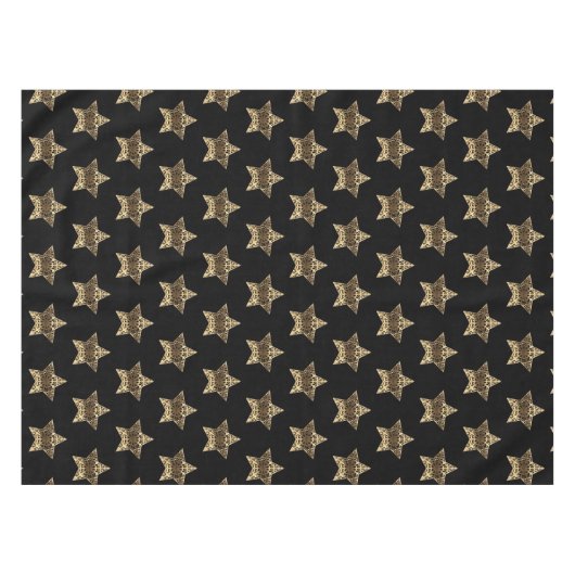 黒エレガント金ゴールドルックスタズパターンシック テーブルクロス (正面(横))