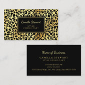 黒エレガント金ゴールドレオパード印刷スタイルコンサルタント 名刺 (正面/裏面)