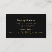 黒エレガント金ゴールドレオパード印刷スタイルコンサルタント 名刺 (裏面)