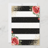 黒エレガント金ゴールドレッドローズフローラ30歳の誕生日 招待状 (裏面)