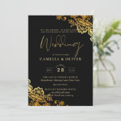 黒エレガント金ゴールドレモダンース 招待状 (スタンド正面)