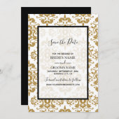 黒エレガント金ゴールドヴィンテージ結婚式の日付を保存 セーブザデート (正面/裏面)