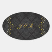 黒エレガント金ゴールドヴィンテージ金ゴールドレース枠3 楕円形シール (正面)