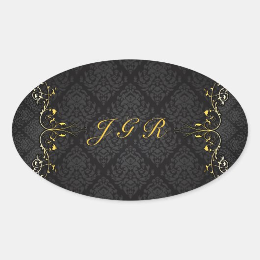 黒エレガント金ゴールドヴィンテージ金ゴールドレース枠3 楕円形シール (正面)