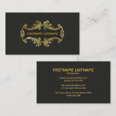 黒エレガント金ゴールドヴィンテージ金ゴールドレース枠 名刺 (正面/裏面)