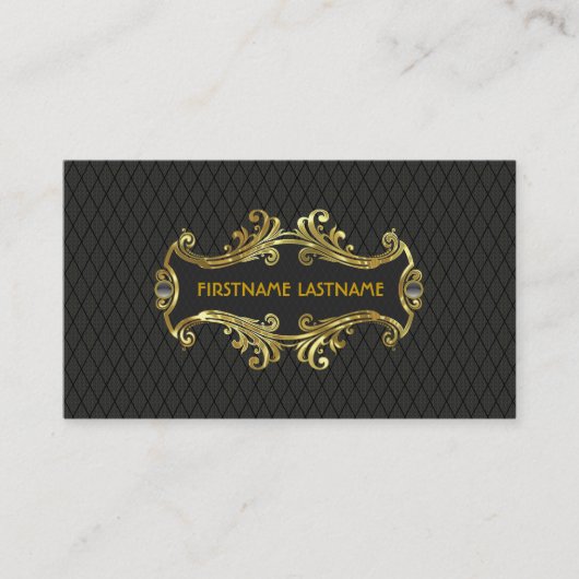 黒エレガント金ゴールドヴィンテージ金ゴールドレース枠 名刺 (正面)