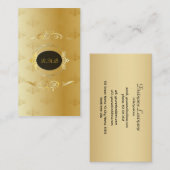 黒エレガント金ゴールドヴィンテージ金ゴールドレース枠 名刺 (正面/裏面)