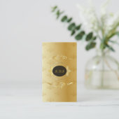 黒エレガント金ゴールドヴィンテージ金ゴールドレース枠 名刺 (スタンド正面)