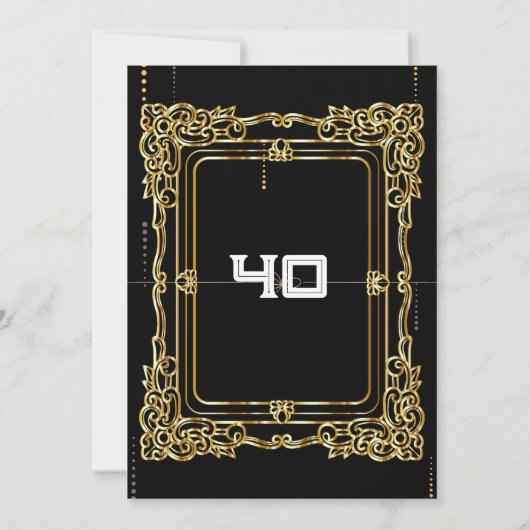 黒エレガント金ゴールドヴィンテージ40歳の誕生日の招待 招待状 (裏面)