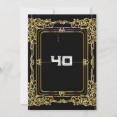 黒エレガント金ゴールドヴィンテージ40歳の誕生日 招待状 (裏面)