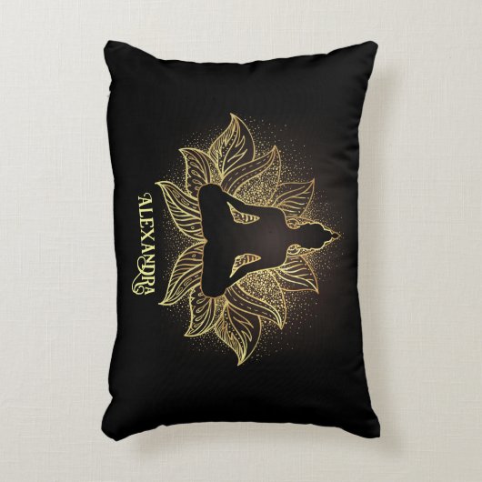 黒エレガント金ゴールド仏蓮花瞑想 アクセントクッション (正面(垂直))