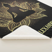 黒エレガント金ゴールド仏蓮花瞑想 シェルパブランケット (3/4)