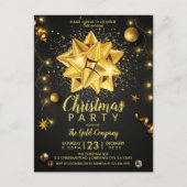 黒エレガント金ゴールド企業のクリスマス インビテーションポストカード (正面)