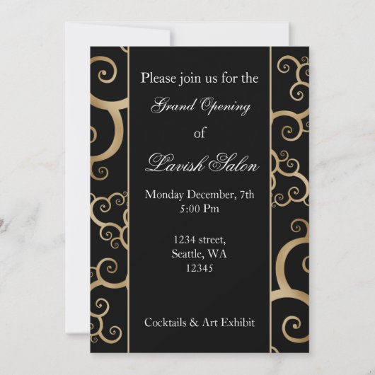 黒エレガント金ゴールド企業のパーティの招待状 招待状 (正面)