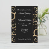 黒エレガント金ゴールド企業のパーティの招待状 招待状 (スタンド正面)