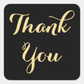 黒エレガント金ゴールド党が結婚お礼 スクエアシール (正面)