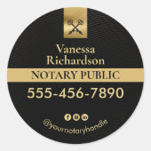 黒エレガント金ゴールド公証人スケルトン鍵マーケティング ラウンドシール (正面)