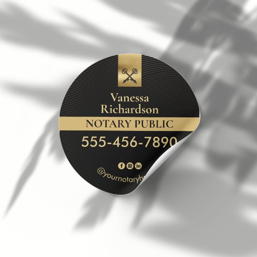 黒エレガント金ゴールド公証人スケルトン鍵マーケティング ラウンドシール