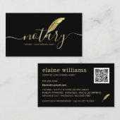 黒エレガント金ゴールド公証人ローン署名業者 名刺 (正面/裏面)