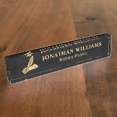 黒エレガント金ゴールド公証人 デスクネームプレート (側面)