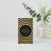 黒エレガント金ゴールド円幾何学的ソーシャルメディア 名刺 (スタンド正面)