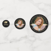 黒エレガント金ゴールド写真パーソナライズされた卒業 コンフェッティ (正面)