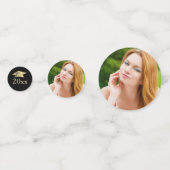 黒エレガント金ゴールド写真パーソナライズされた卒業 コンフェッティ (裏面)