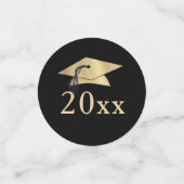 黒エレガント金ゴールド写真パーソナライズされた卒業 コンフェッティ (スモール正面)