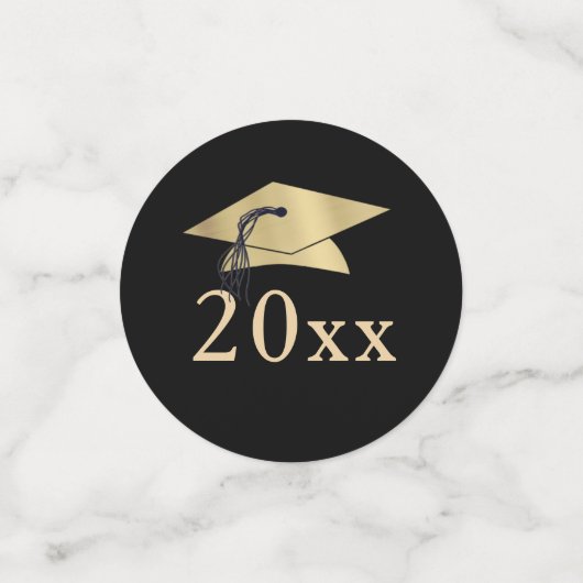 黒エレガント金ゴールド写真パーソナライズされた卒業 コンフェッティ (スモール正面)
