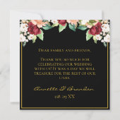 黒エレガント金ゴールド写真ブルゴーニュフローラ写真 サンキューカード (裏面)