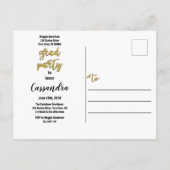 黒エレガント金ゴールド写真卒業パーティー招待状 インビテーションポストカード (裏面)