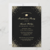 黒エレガント金ゴールド写真卒業パーティー 招待状 (裏面)