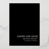 黒エレガント金ゴールド写真結婚式の日付を保存 箔シーズンカード (裏面)