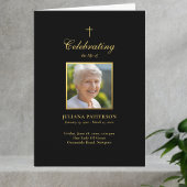 黒エレガント金ゴールド写真葬儀順 プログラム