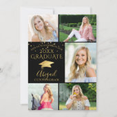 黒エレガント金ゴールド写真部卒業生 招待状 (正面)