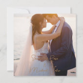 黒エレガント金ゴールド写結婚真のサンキューカード サンキューカード (裏面)