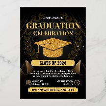 黒エレガント金ゴールド卒業お祝い