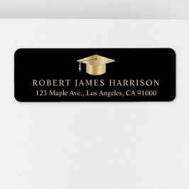 黒エレガント金ゴールド卒業差出人住所 ラベル