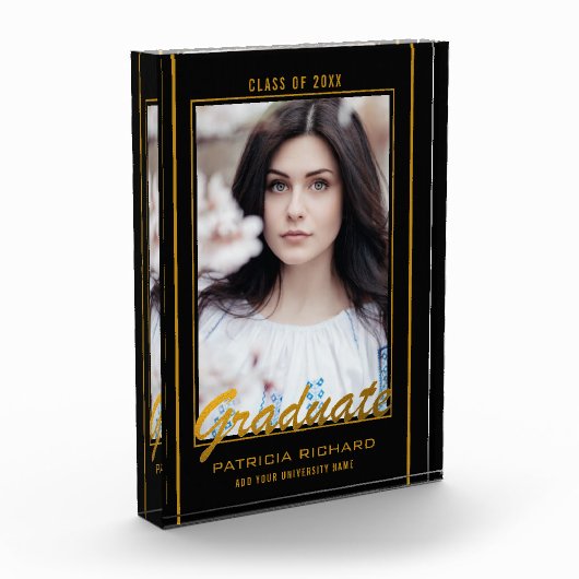 黒エレガント金ゴールド卒業記念 フォトブロック (左)