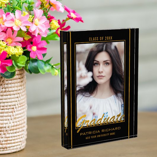 黒エレガント金ゴールド卒業記念 フォトブロック