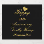 黒エレガント金ゴールド台本25周年記念 リキュールボトルラベル (シングルラベル)