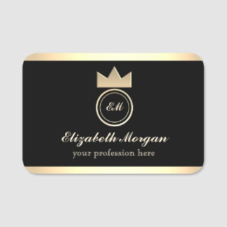 黒エレガント金ゴールド名タグ 名札