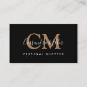 黒エレガント金ゴールド名モノグラムのプロフェッショナル 名刺 (正面)